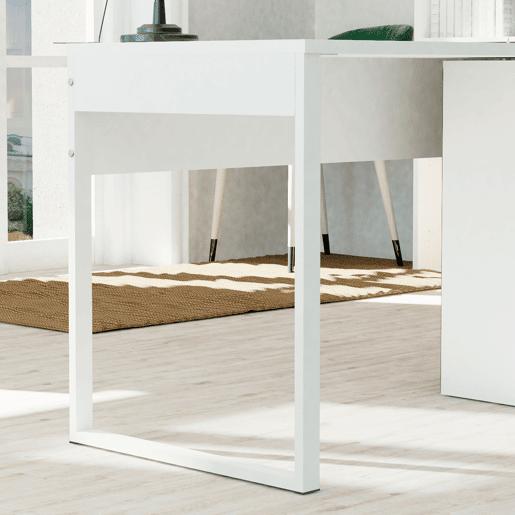 Briebe Smuk Mesa de Escritório, Escrivaninha Computador, Pernas com Estrutura Metálica 76x135x60cm, USB, , Branco
