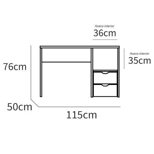 Briebe Prakt Escrivaninha, Mesa de Computador 76x115x50cm, 2 Gavetas, Escritório, Quarto Juvenil, , Branco