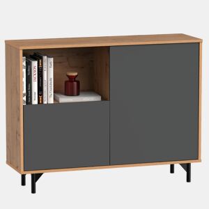 Briebe Fokus Aparador, Móvel Auxiliar de Sala, Buffet, 2 Portas, 1 Prateleira 86x112x33 cm, , CinzaMadeira