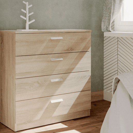 Briebe Nova Cômoda de Quarto, Sinfonier 4 Gavetas, 78x74x40 cm, Quarto Casal, Juvenil, Infantil, , Madeira