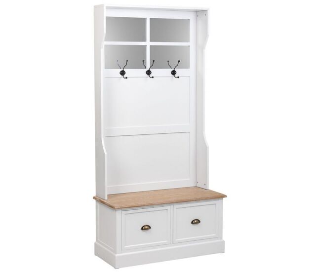 Recibidor perchero de madera con 2 Cajones 184x39.5x92