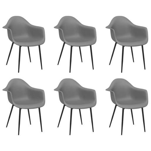 vidaXL Cadeiras de jantar 6 pcs PP cinzento vidaXL Cadeiras de jantar 6 pcs PP cinzento