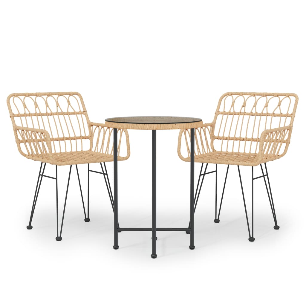 Juego de comedor de jardín 3 piezas ratán sintético