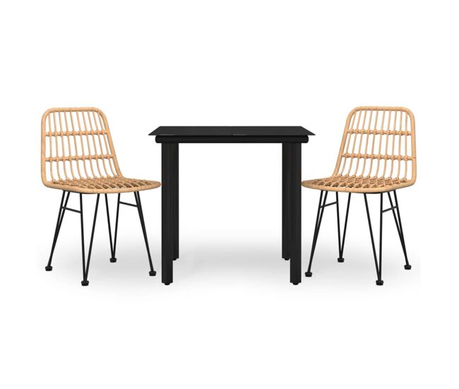 Juego de comedor de jardín 3 piezas ratán sintético