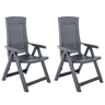 vidaXL Cadeiras de jardim reclináveis 2 pcs plástico antracite
