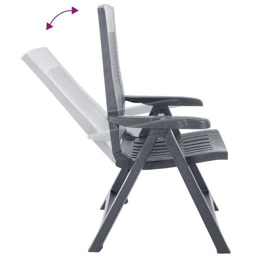 vidaXL Cadeiras de jardim reclináveis 2 pcs plástico antracite