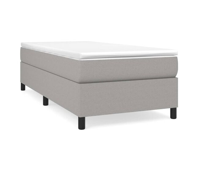 Cama box spring con colchón tela gris claro 90x190 cm