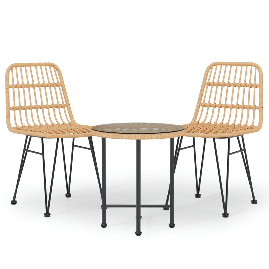 Juego de comedor de jardín 3 piezas ratán sintético