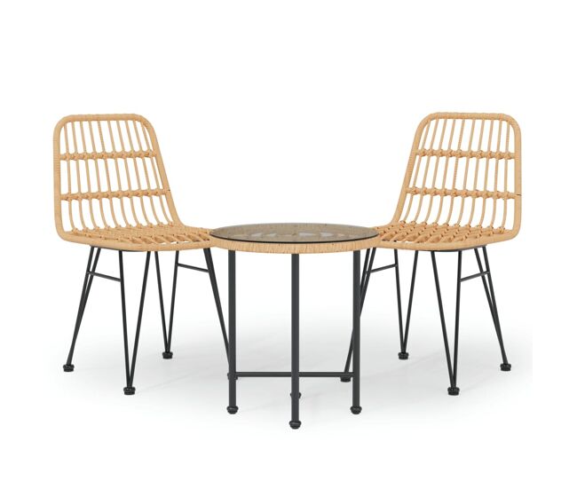 Juego de comedor de jardín 3 piezas ratán sintético