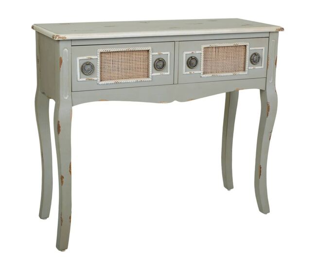 Recibidor de madera y rejilla bambú 77x33x90 cm