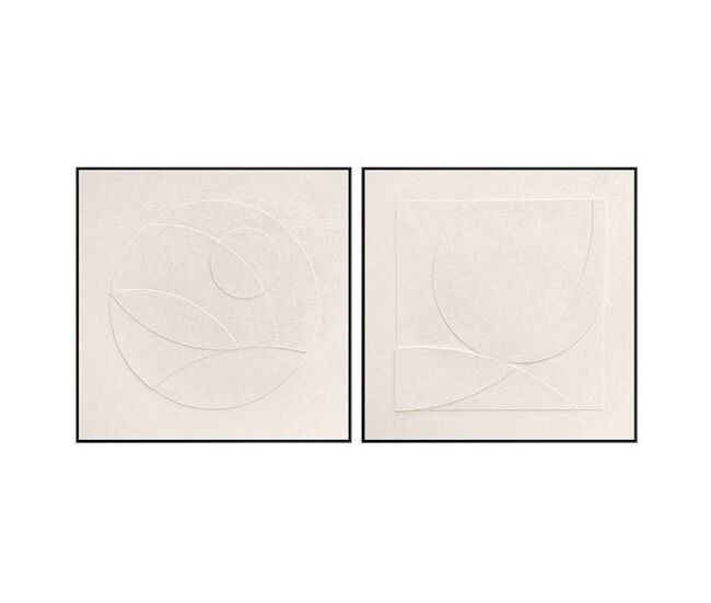 Decoracion pared lienzo color blanco serie albos 100cm