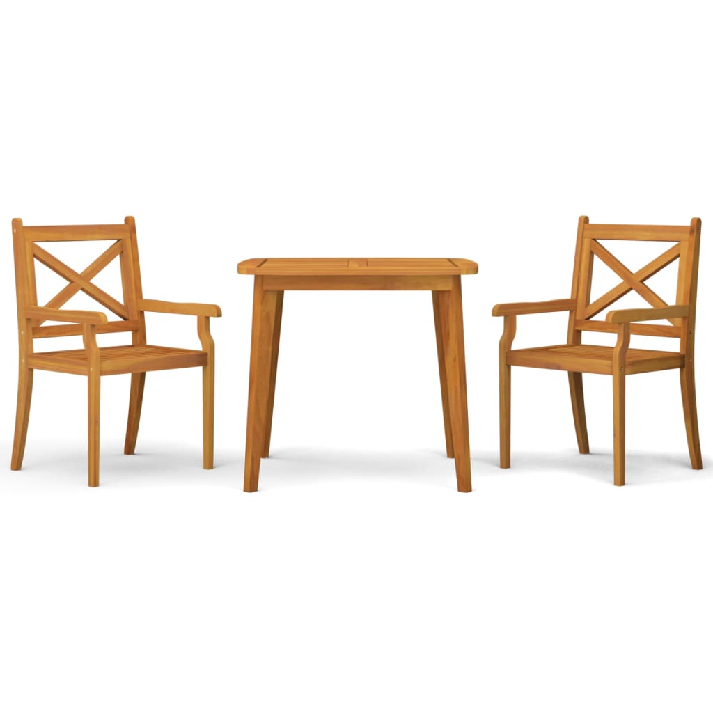 Juego de comedor de jardín 3 piezas madera maciza de acacia