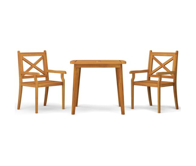 Juego de comedor de jardín 3 piezas madera maciza de acacia