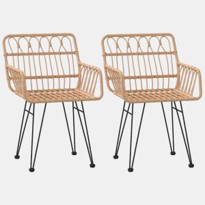 vidaXL Cadeiras de jardim c apoio de braços 2 pcs 56x64x80 cm vime PE