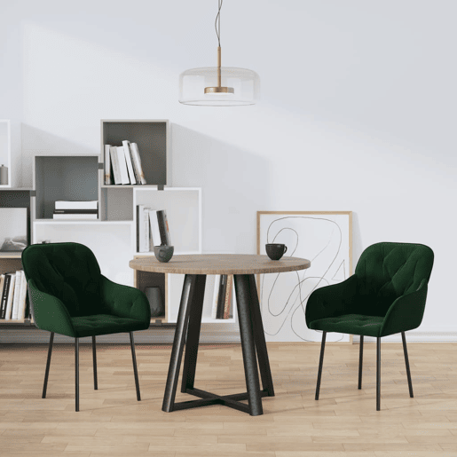 vidaXL Cadeiras de jantar 2 pcs veludo verde-escuro