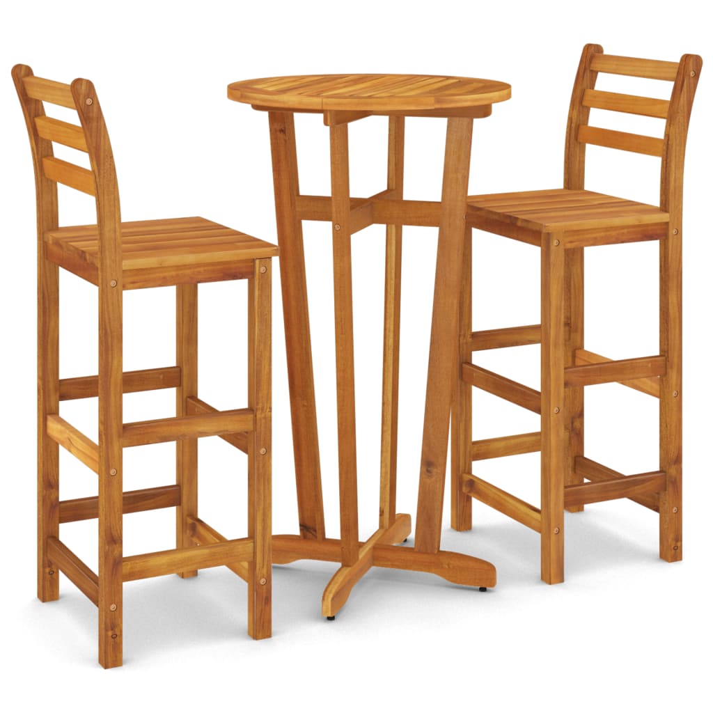 Juego de comedor de jardín 3 piezas madera maciza de acacia