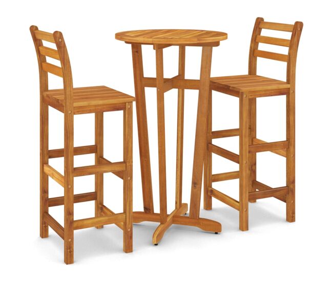 Juego de comedor de jardín 3 piezas madera maciza de acacia