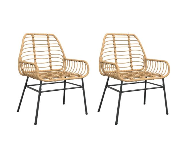 Vidaxl sillones de jardín 2 unidades ratán sintético marrón