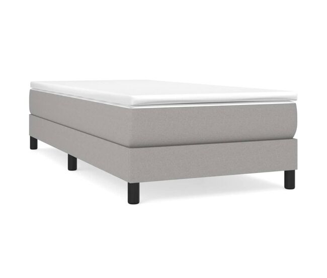 Cama box spring con colchón tela gris claro 80x200 cm