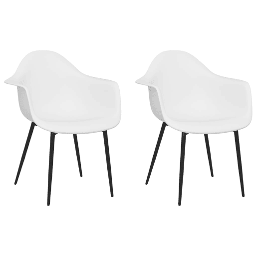 vidaXL Cadeiras de jantar 2 pcs PP branco vidaXL Cadeiras de jantar 2 pcs PP branco