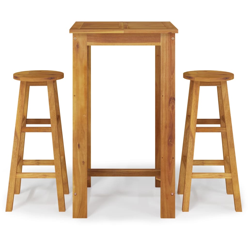 Juego de comedor de jardín 3 piezas madera maciza de acacia