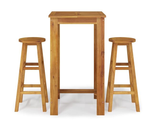 Juego de comedor de jardín 3 piezas madera maciza de acacia