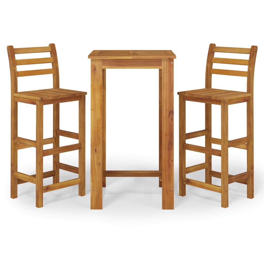 Juego de comedor de jardín 3 piezas madera maciza de acacia
