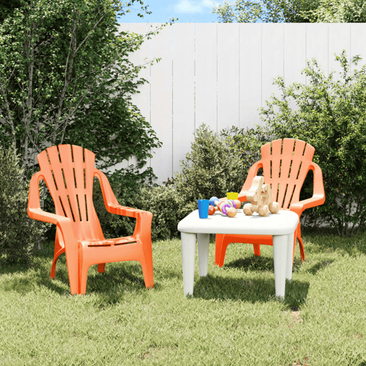 vidaXL Cadeiras de jardim infantis 2 pcs PP aspeto de madeira laranja vidaXL Cadeiras de jardim infantis 2 pcs PP aspeto de madeira laranja