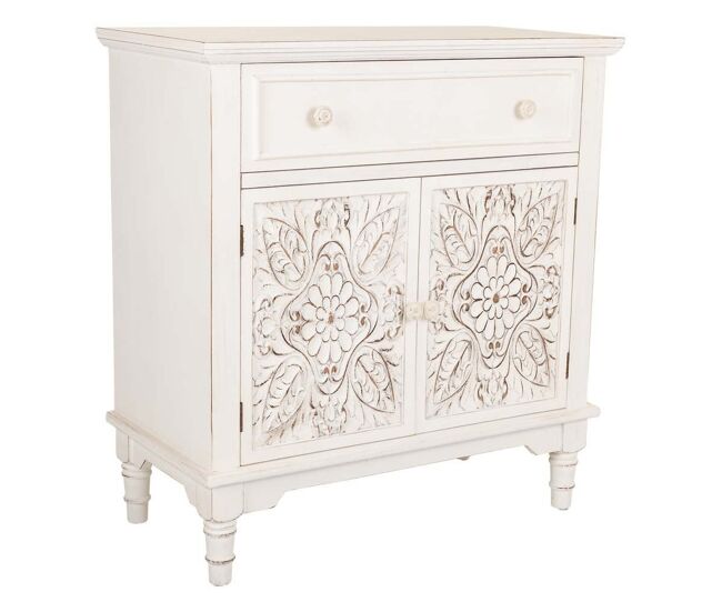 Recibidor blanco envejecido de madera de abeto y mdf de 73x36,5x78 cm