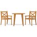 Juego de comedor de jardín 3 piezas madera maciza de acacia Juego de comedor de jardín 3 piezas madera maciza de acacia Marrón