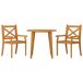 Juego de comedor de jardín 3 piezas madera maciza de acacia Juego de comedor de jardín 3 piezas madera maciza de acacia Marrón