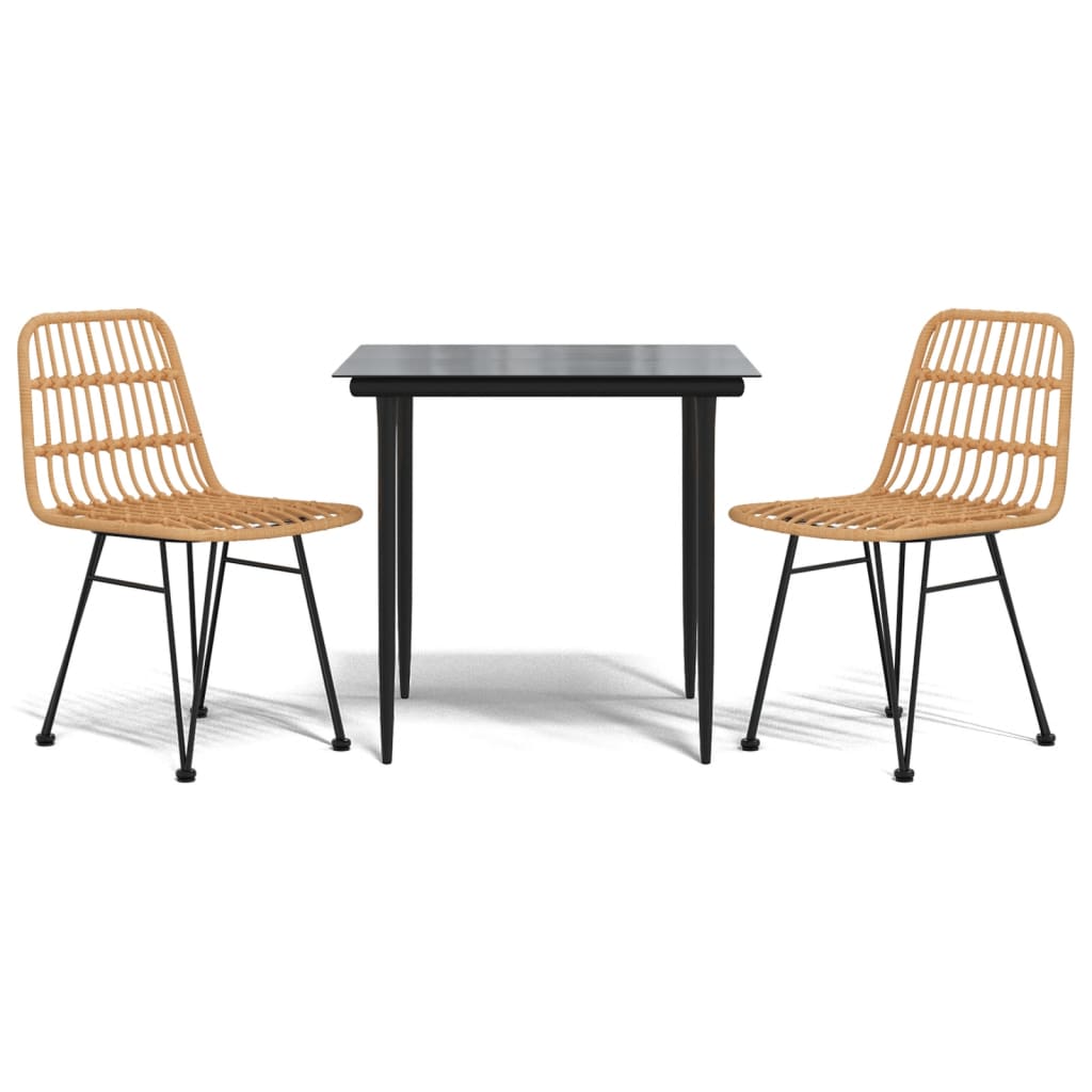 Juego de comedor de jardín 3 piezas ratán sintético