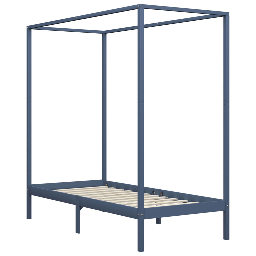 Estructura de cama con dosel madera maciza pino gris 90x200 cm