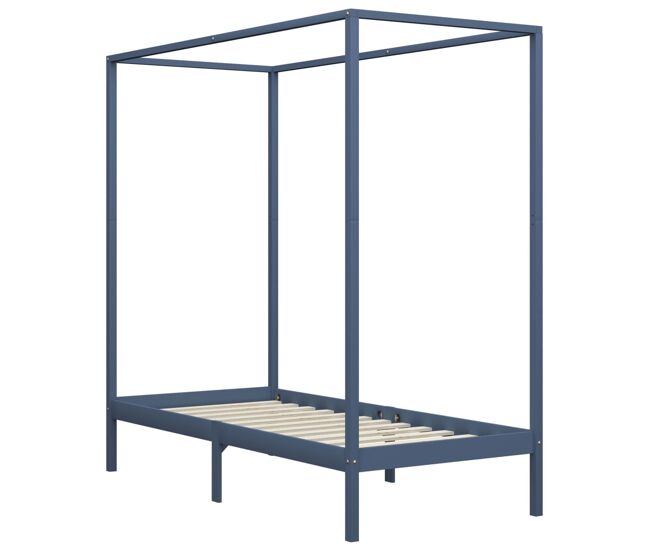 Estructura de cama con dosel madera maciza pino gris 90x200 cm