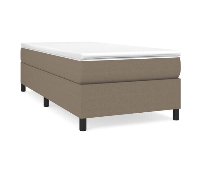 Cama box spring con colchón tela gris taupe 100x200 cm