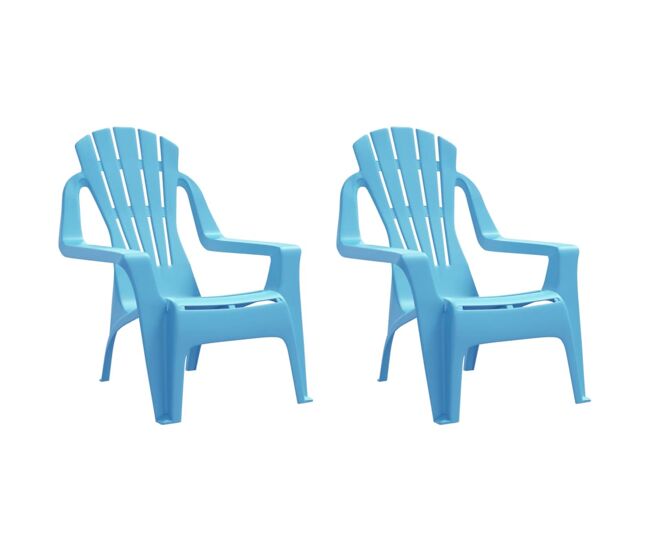 Vidaxl sillas de jardín niños 2 uds aspecto madera pp azul 37x34x44 cm