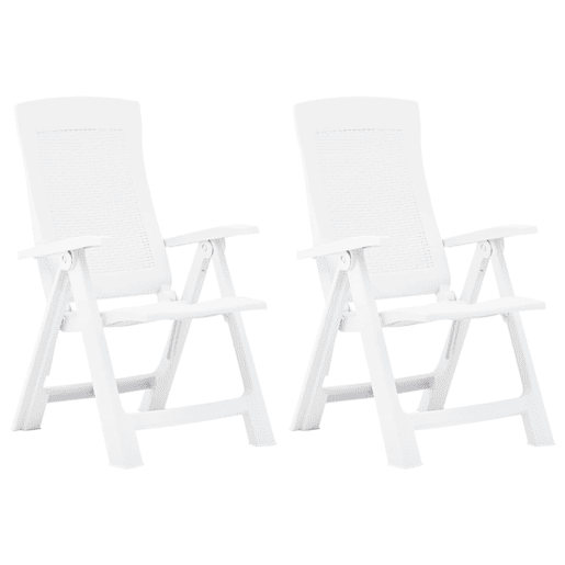 vidaXL Cadeiras de jardim reclináveis 2 pcs plástico branco vidaXL Cadeiras de jardim reclináveis 2 pcs plástico branco