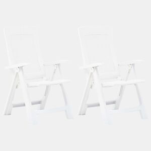 vidaXL Cadeiras de jardim reclináveis 2 pcs plástico branco