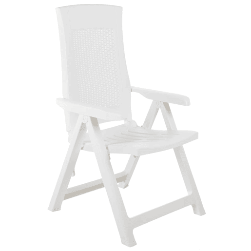 vidaXL Cadeiras de jardim reclináveis 2 pcs plástico branco vidaXL Cadeiras de jardim reclináveis 2 pcs plástico branco