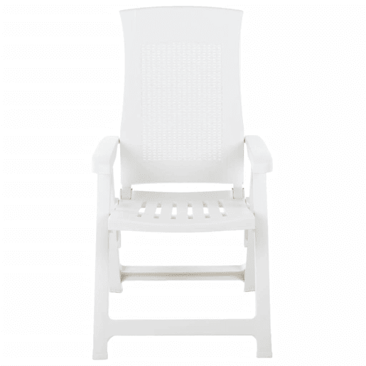 vidaXL Cadeiras de jardim reclináveis 2 pcs plástico branco vidaXL Cadeiras de jardim reclináveis 2 pcs plástico branco