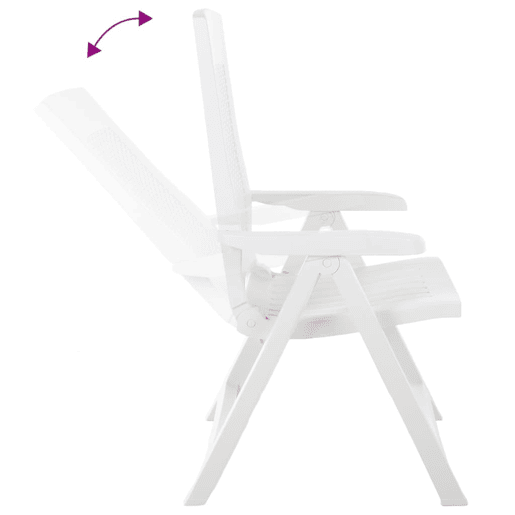 vidaXL Cadeiras de jardim reclináveis 2 pcs plástico branco vidaXL Cadeiras de jardim reclináveis 2 pcs plástico branco