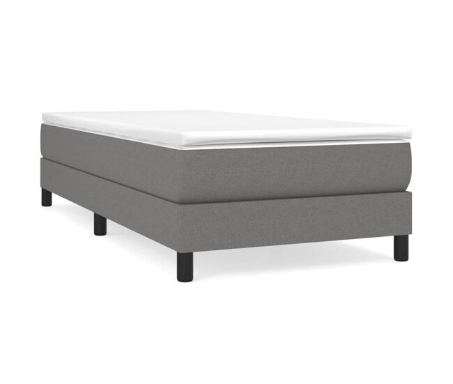 Cama box spring con colchón tela gris oscuro 80x200 cm