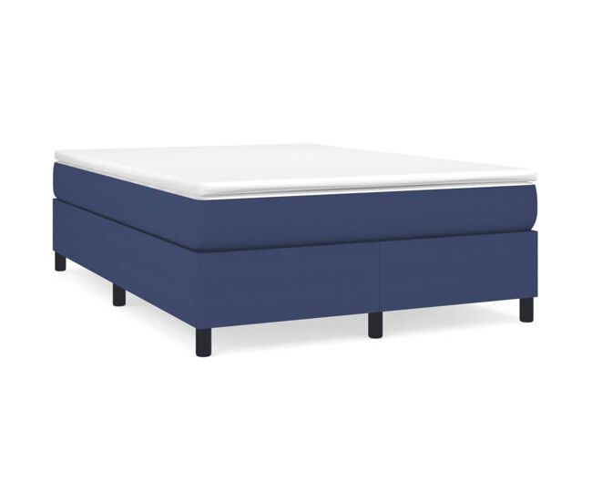 Cama box spring con colchón tela azul 140x200 cm