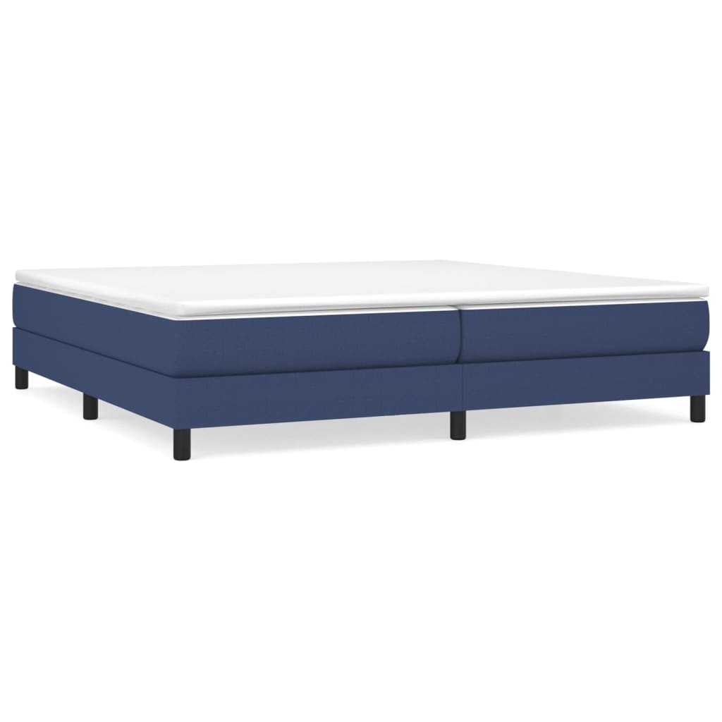 cama box spring con colchon tela azul 200x200 cm