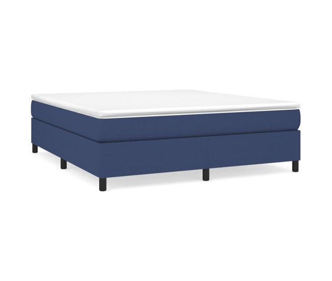 Cama box spring con colchón tela azul 160x200 cm