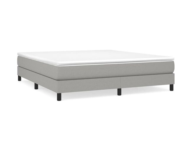 Cama box spring con colchón tela gris claro 180x200 cm