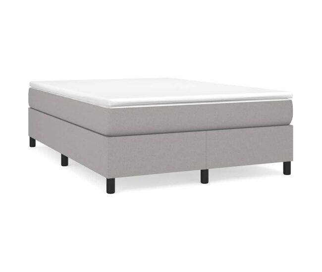 Cama box spring con colchón tela gris claro 140x200 cm