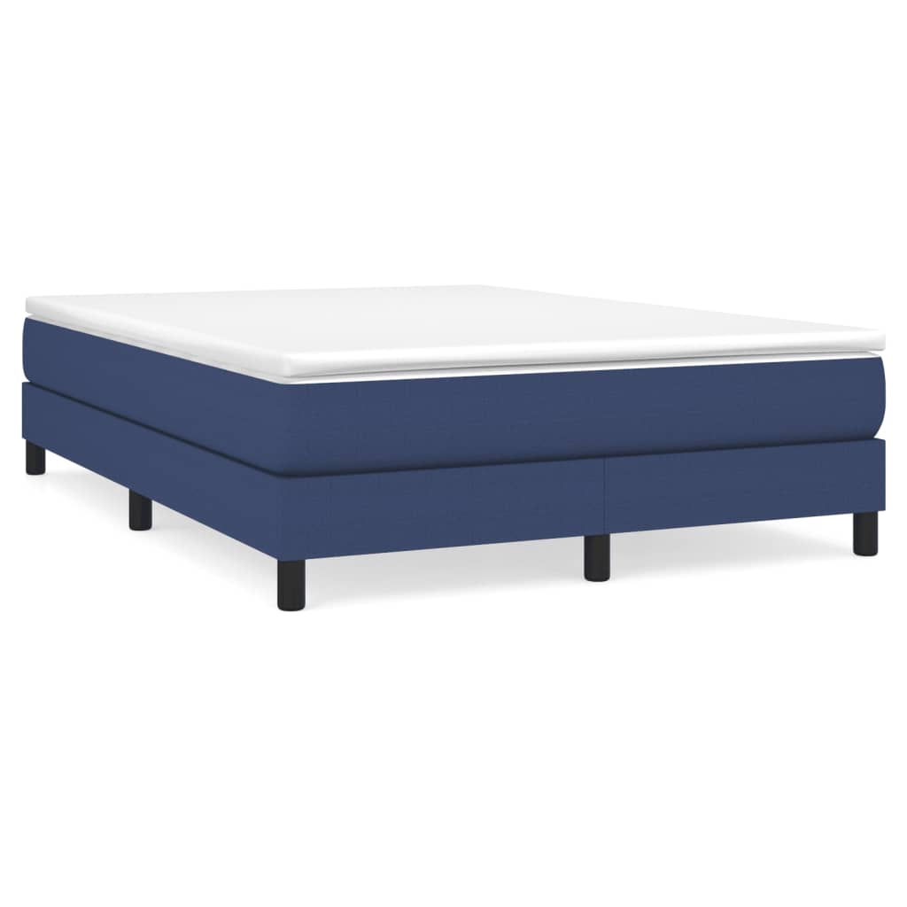 Cama box spring con colchón tela azul 140x190 cm