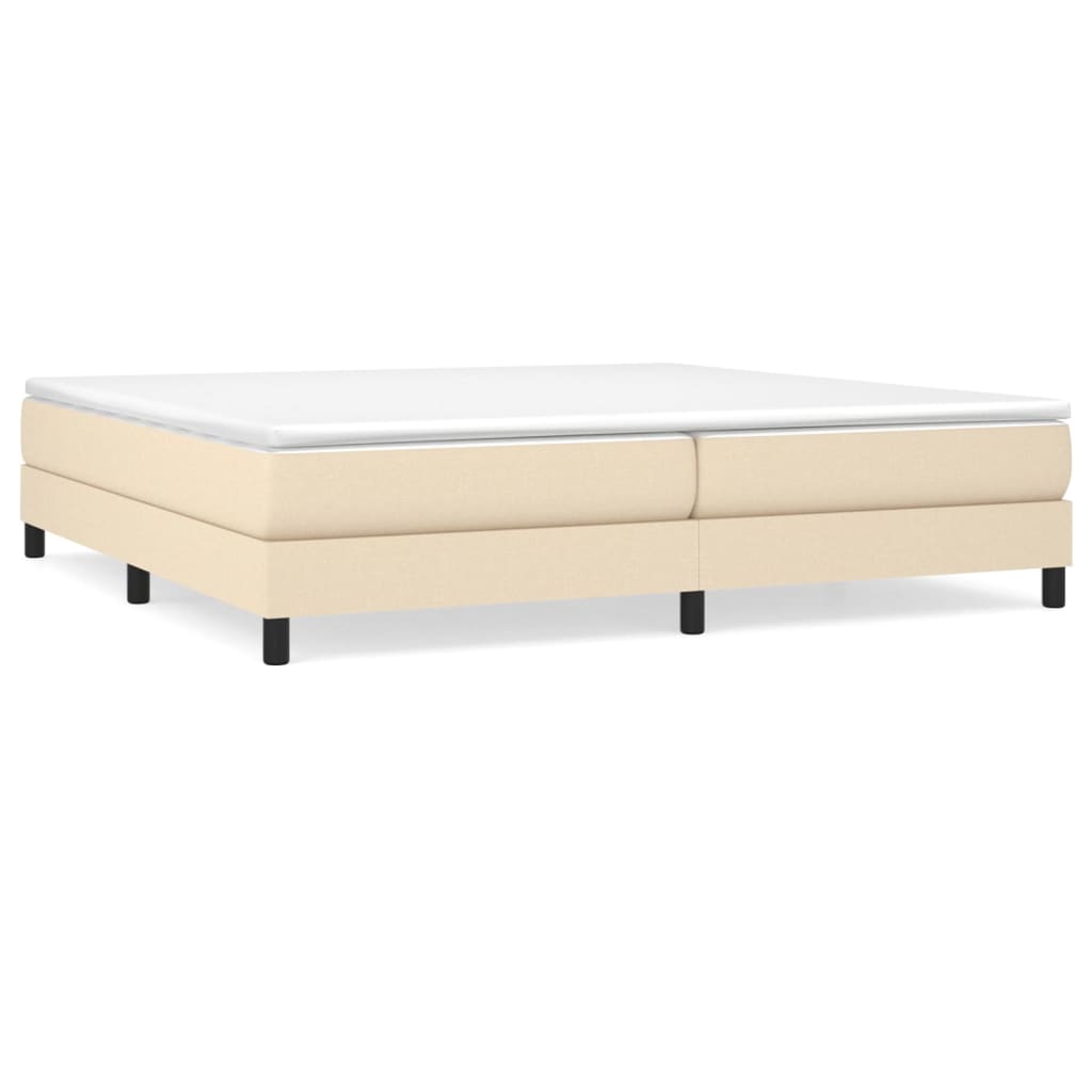 cama box spring con colchon tela color crema 200x200 cm