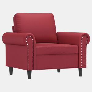 vidaXL Poltrona 60 cm couro artificial vermelho tinto